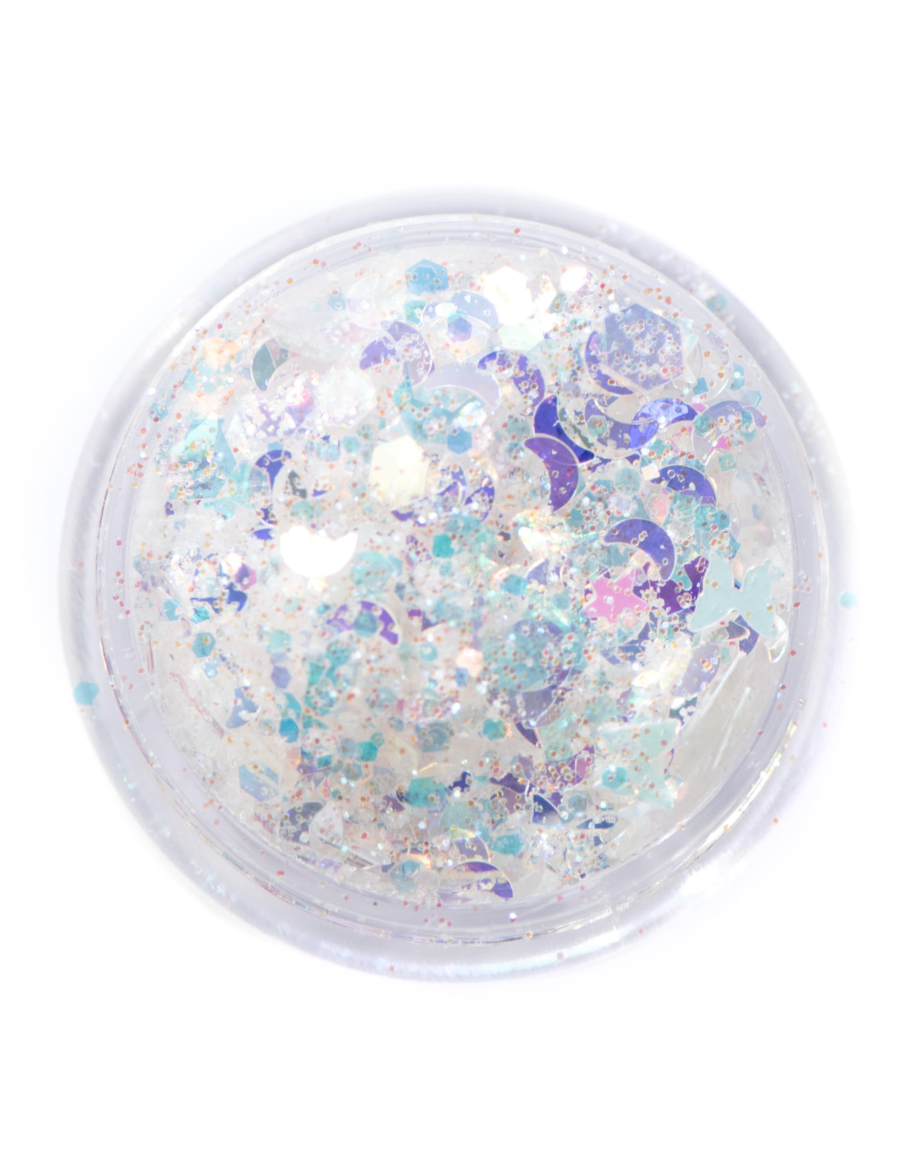 Moon Beams - Chunky Iridescent White Glitter with Moons and Stars