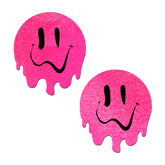 Melty Smiley Face: Neon Pink Melted Smiling Face Nipple Pasties by Pastease