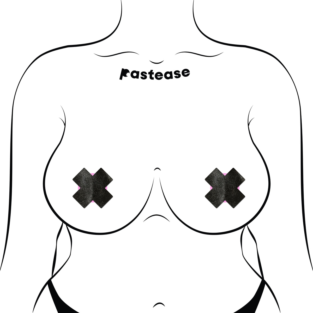 Petite Plus X: Two Pair of Small Liquid Black Cross Nipple Pasties by Pastease®