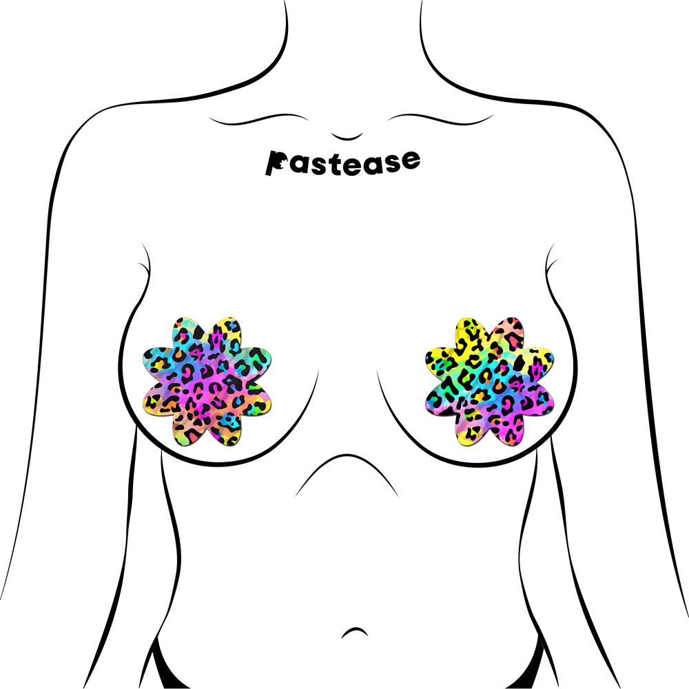 Rainbow Cheetah Leopard Print Petal Breast Pasties by Pastease®