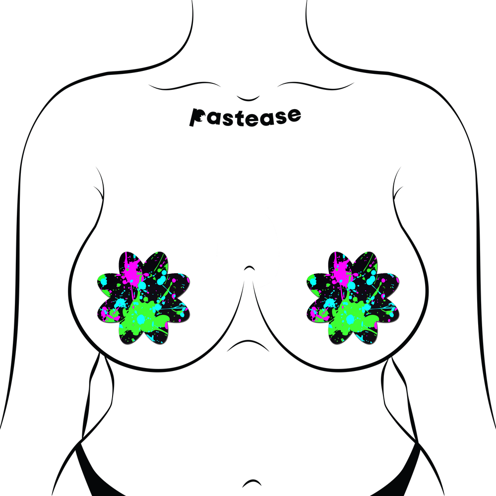 Vibrant Neon Paint Splatter Petal Breast Pasties by Pastease®