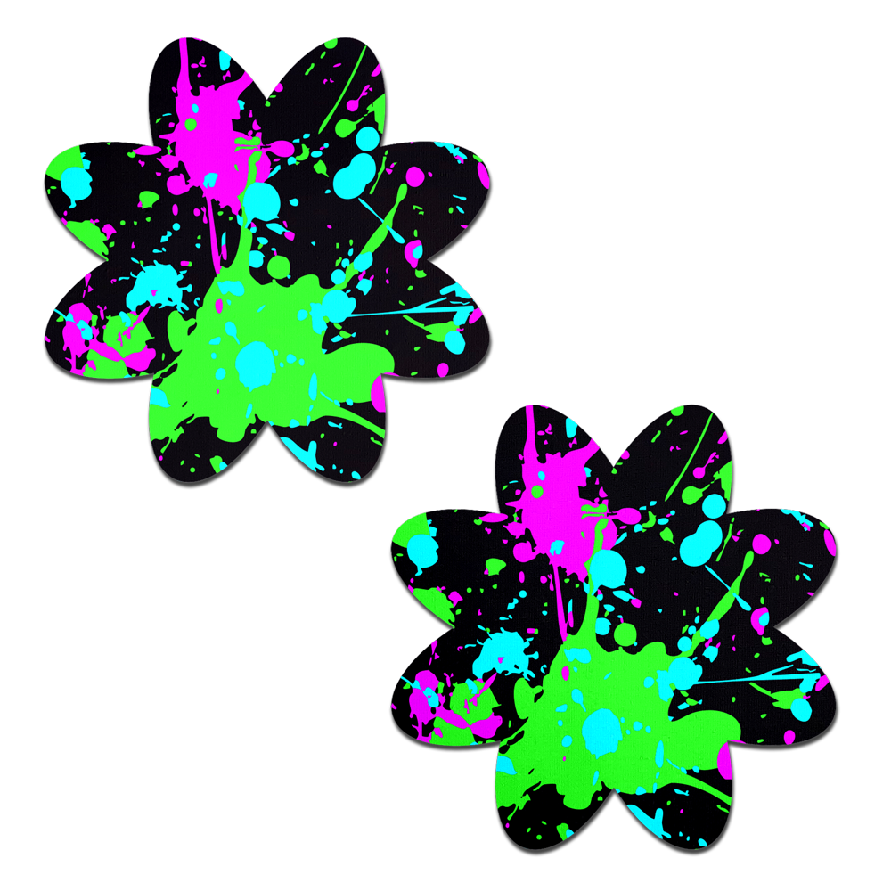 Vibrant Neon Paint Splatter Petal Breast Pasties by Pastease®