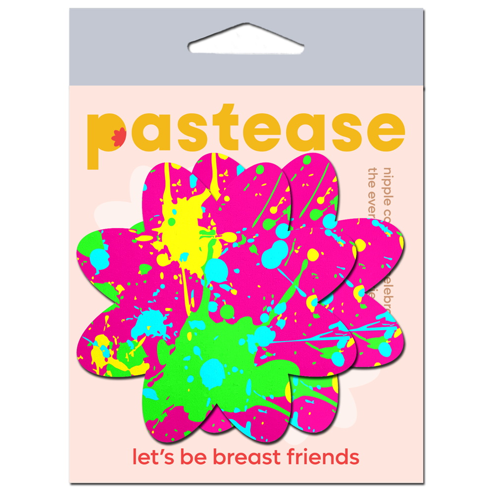 Neon Pink Graffiti Paint Splatter Petal Breast Pasties by Pastease®
