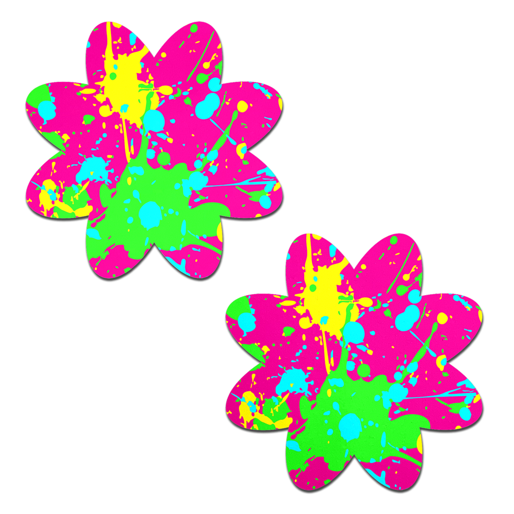 Neon Pink Graffiti Paint Splatter Petal Breast Pasties by Pastease®