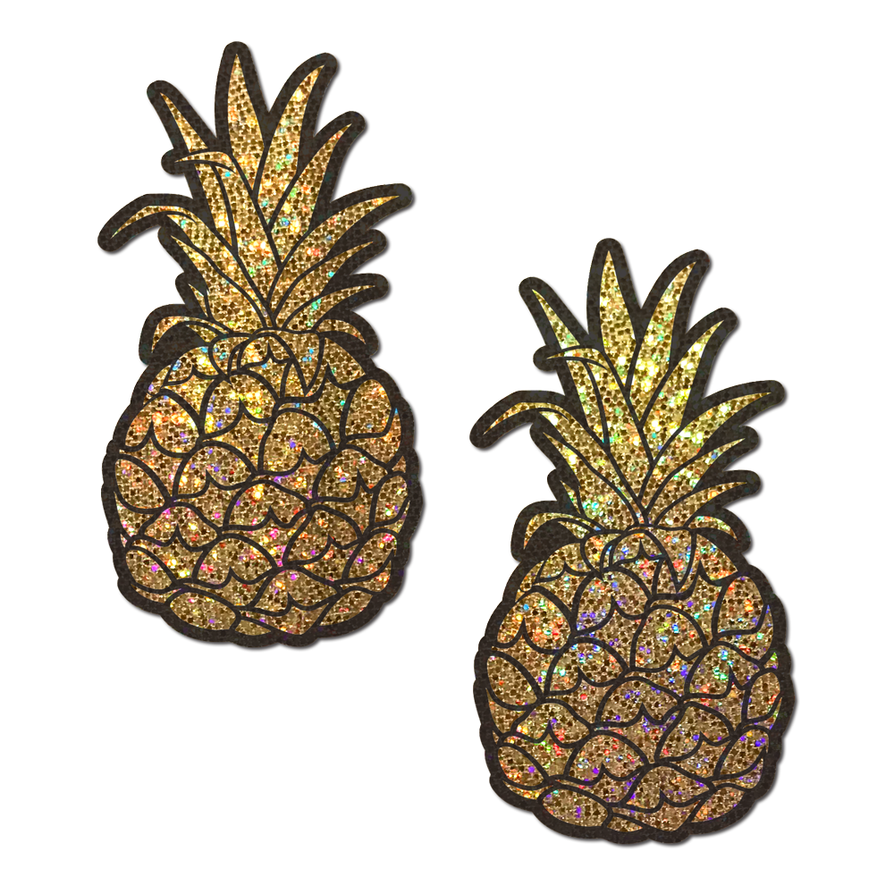 Pineapple on Glitter Gold Nipple Covers by Pastease®