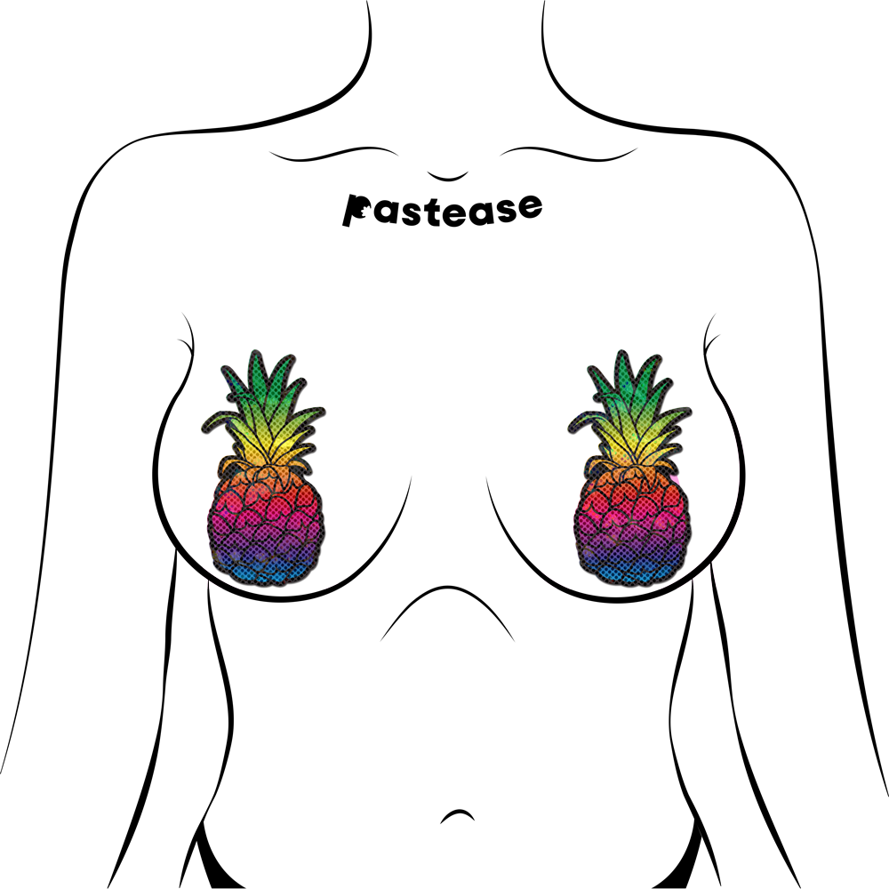 Rainbow Pineapple Sparkling Breast Pasties by Pastease®