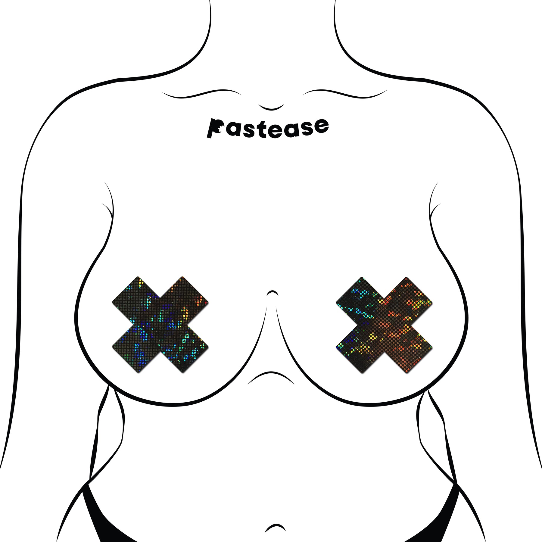 Plus X: Shattered Glass Disco Ball Glitter Cross Nipple Pasties by Pastease®