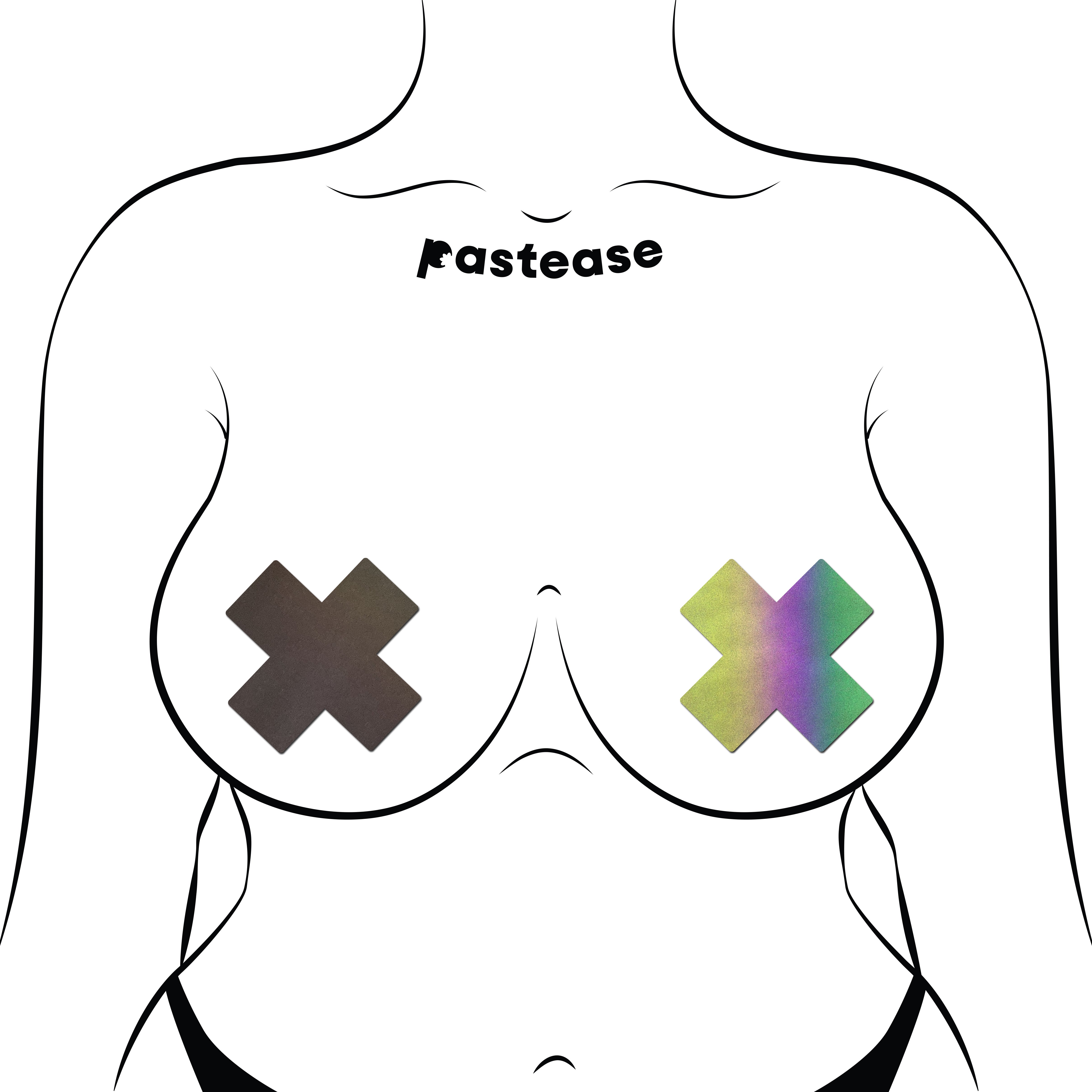Plus X: Reflective Cross Nipple Pasties by Pastease® o/s