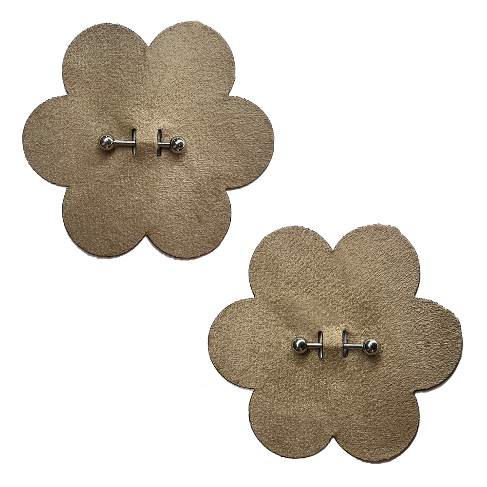 Pierced Pasties: Nude Flower Breast Petal with Barbell Piercing Nipple Covers by Pastease