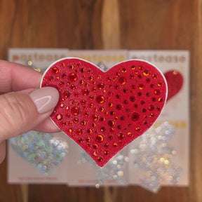 Love: Crystal Red Sparkling Heart Nipple Pasties by Pastease®