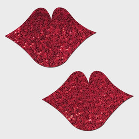 Kisses: Red Glittering Lip Nipple Pasties by Pastease®
