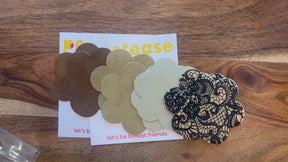 Daisy: Light Nude with Black Lace Flower Nipple Pasties by Pastease® o/s