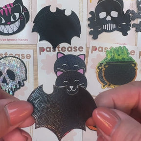Petites: Two-Pair Small Liquid Black Bat Nipple Pasties by Pastease