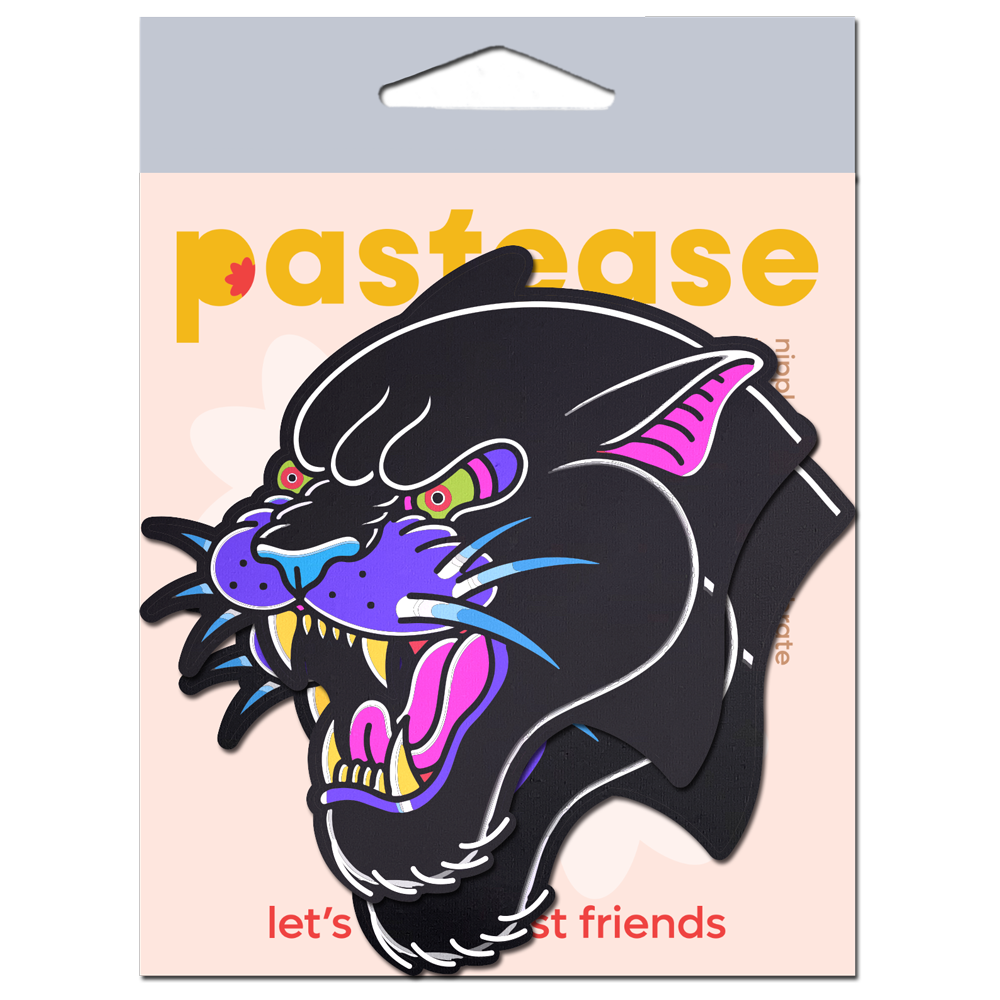 Black Panther Pasties Roaring Couger Tattoo Diamond Thom™ Nipple Covers by Pastease