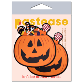 Trick-or-Treat Pumpkin Pasties with Candy Nipple Covers by Pastease