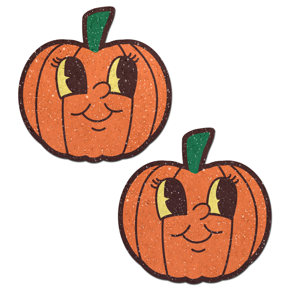 Pumpkin Breast Pasties Cutie Pie Face Jack O' Lantern Nipple Covers by Pastease