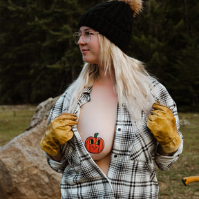 Pumpkin Breast Pasties Cutie Pie Face Jack O' Lantern Nipple Covers by Pastease