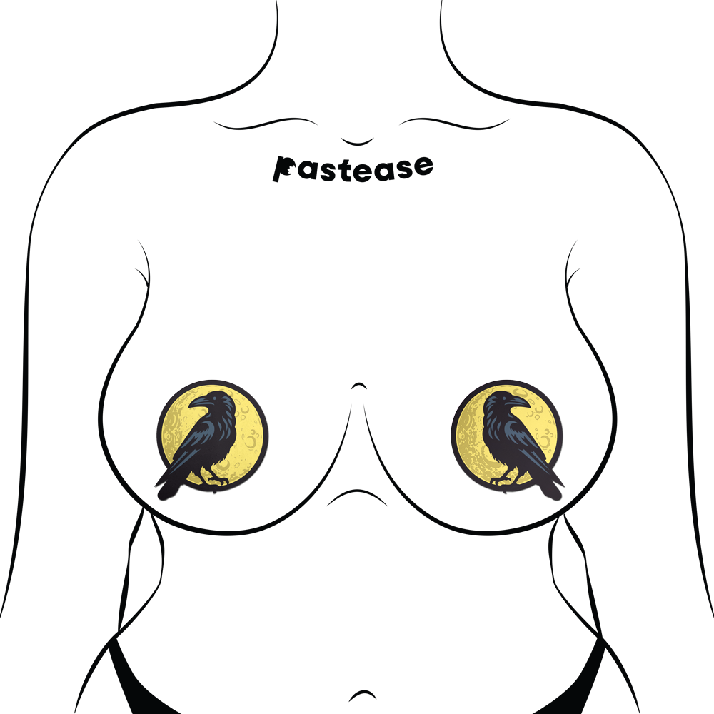 Black Raven and Full Moon Breast Pasties by Pastease®