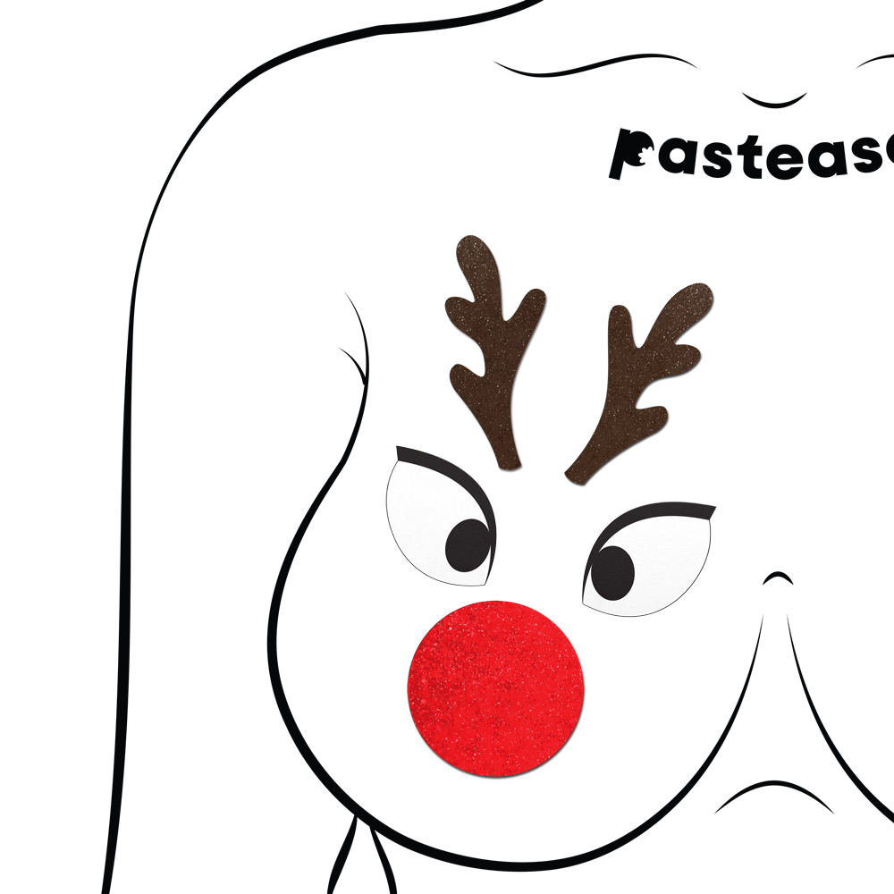 Reindeer Boob Kit Pasties: Rudolph Eyes Nose & Antler Nipple Cover by Pastease®