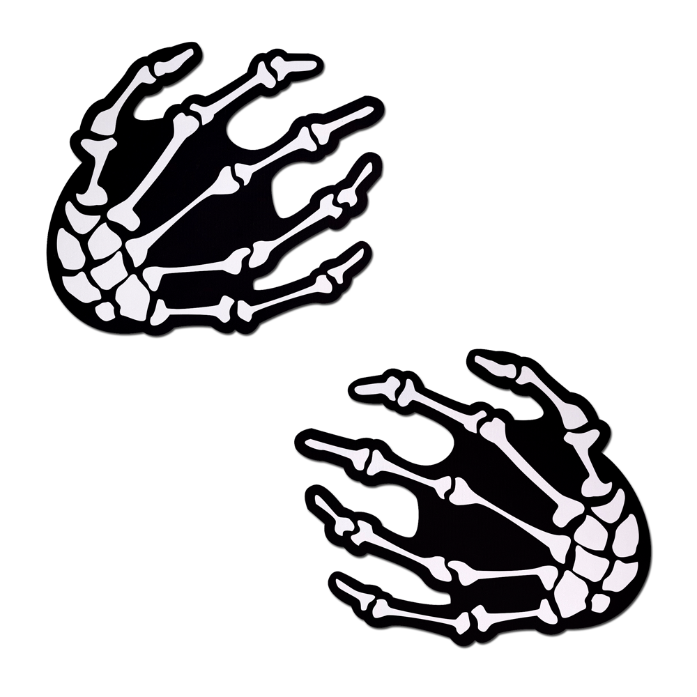 Boney Skeleton Hands on Black Nipple Pasties by Pastease®