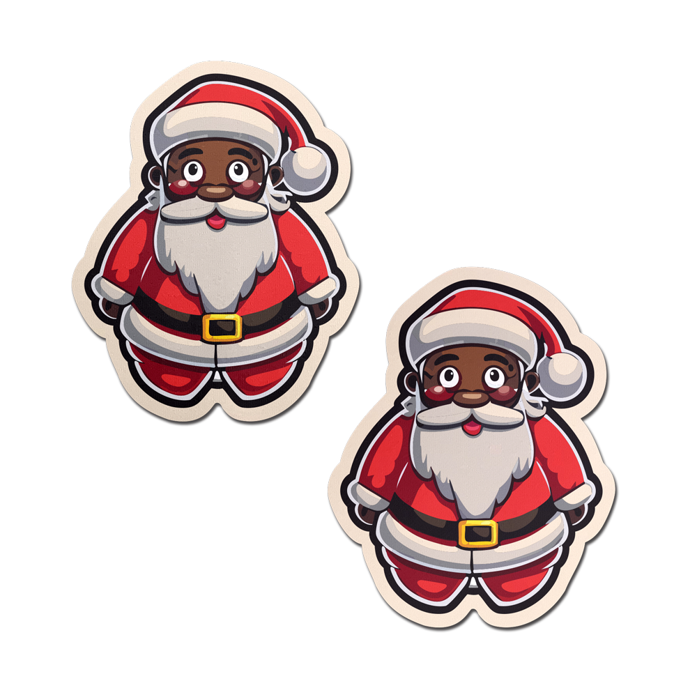 Santa: Black Jolly Saint Nick Breast Pasties by Pastease