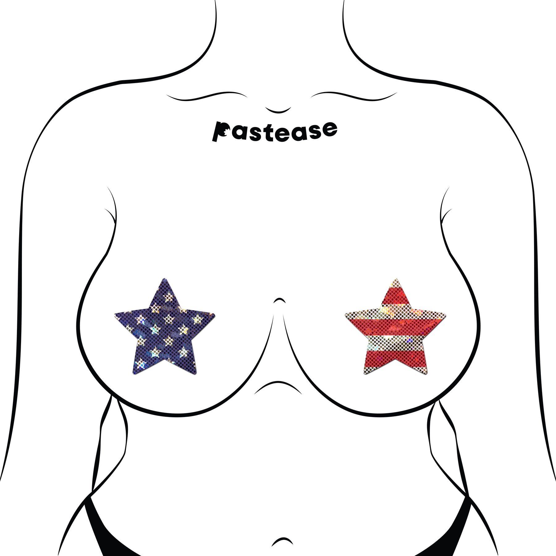 Star: Glittering Stars & Stripes Patriotic Star Nipple Pasties by Pastease®