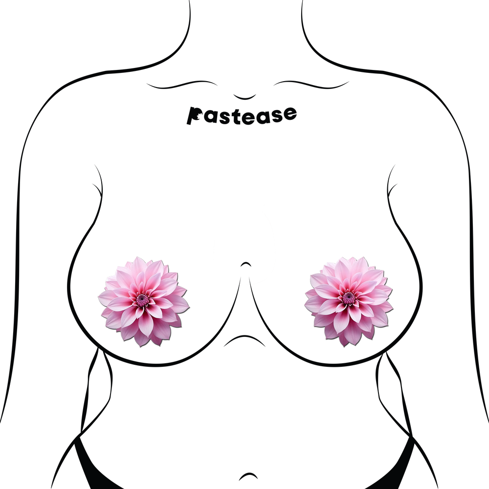 Tropical Pink Dahlia Botanical Flower Breast Pasties by Pastease®