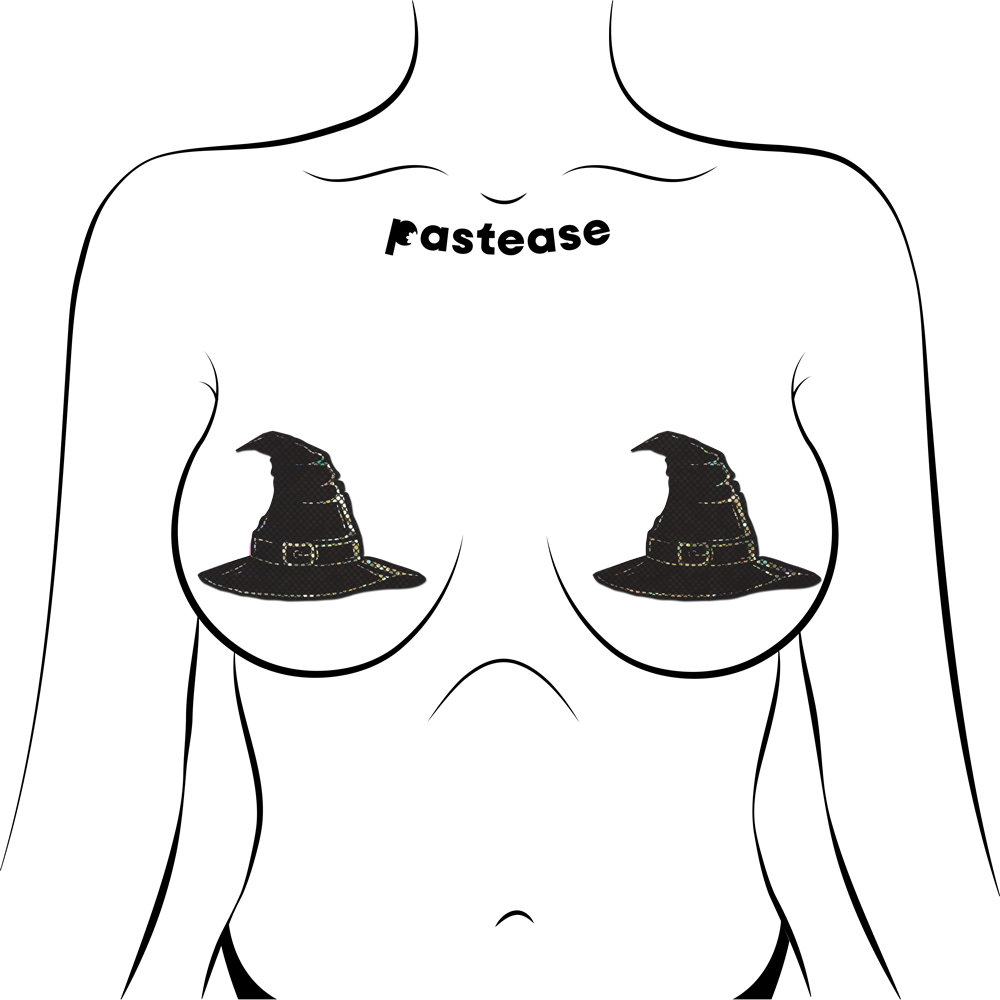 Disco Black Spooky Witches Hat Breast Pasties by Pastease®