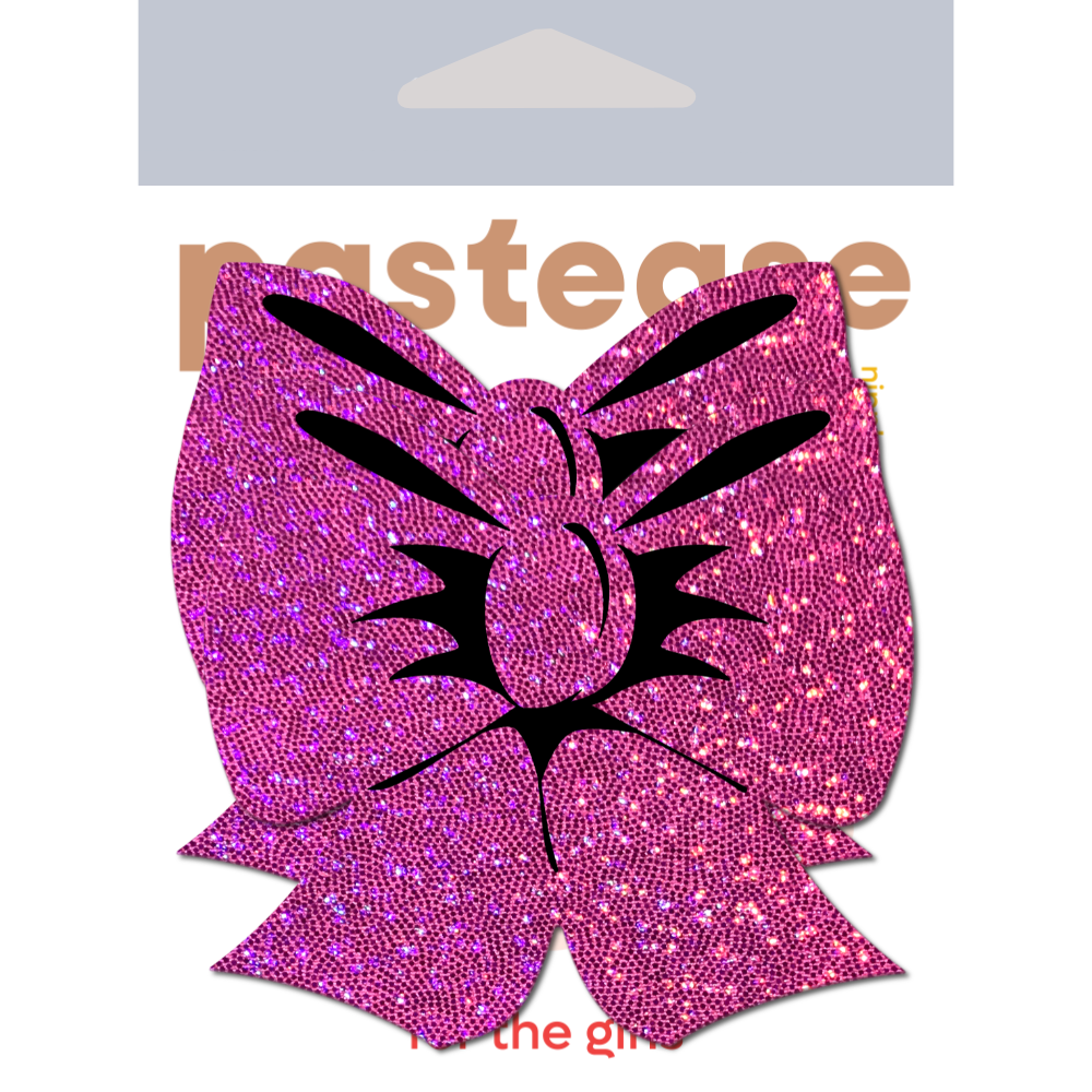 Glittering Hot Pink Bow Nipple Pasties by Pastease® o/s