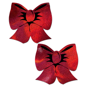 Bow: Holographic Red Bows Nipple Pasties by Pastease®