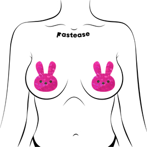 Bunny: Glittery Pink Marshmallow Easter Rabbit Nipple Pasties by Pastease®