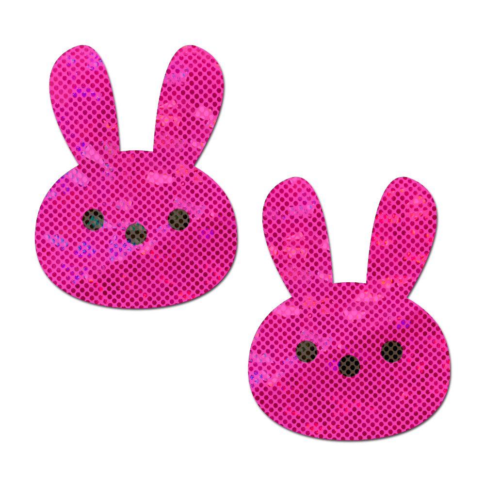 Bunny: Glittery Pink Marshmallow Easter Rabbit Nipple Pasties by Pastease®