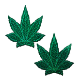 Coverage: Pot Leaf Glitter Green Full Breast Covers Support Tape by Pastease