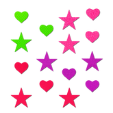 Pastease Confetti: Neon Green, Red, Pink & Purple Baby Star & Heart Body Pasties by Pastease®
