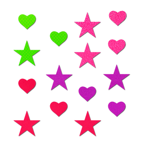 Pastease Confetti: Neon Green, Red, Pink & Purple Baby Star & Heart Body Pasties by Pastease®