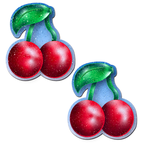 Cherry: Red Cherries on Glitter Velvet Nipple Pasties by Pastease® o/s