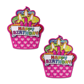 Cupcake: Pink & Multi-Color Happy Birthday Nipple Pasties by Pastease® o/s