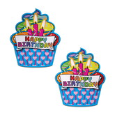 Cupcake: Turquoise & Multi-Color Happy Birthday Nipple Pasties by Pastease® o/s
