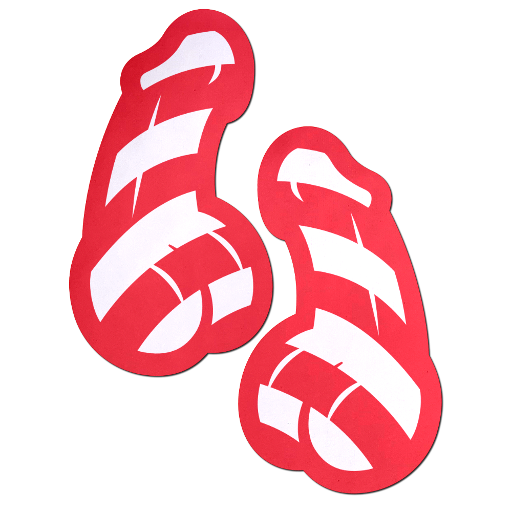 Penis: Red and White Stripe Candy Cane Dick Nipple Pasties by Pastease®