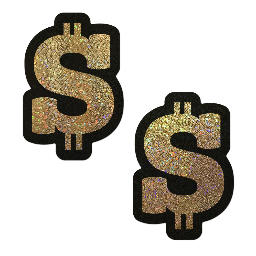 Money: Gold Glitter Dollar Sign Nipple Pasties by Pastease®