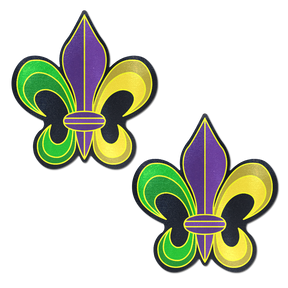 Fleur-de-lis: Purple, Yellow & Green Mardi Gras Nipple Pasties by Pastease® o/s