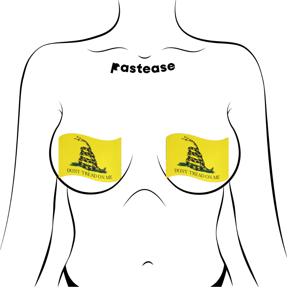 Flag: Don't Tread on Me Yellow Waving Flag Nipple Pasties by Pastease®
