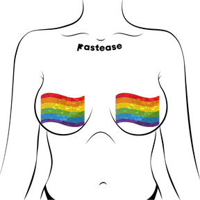 Flag: Gay Rainbow Waving Flag Nipple Pasties by Pastease® o/s