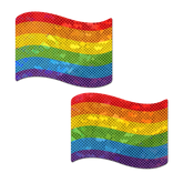 Flag: Gay Rainbow Waving Flag Nipple Pasties by Pastease® o/s