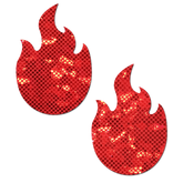 Flame: Red Fire Nipple Pasties Shattered Disco Ball Glitter Pastease® o/s