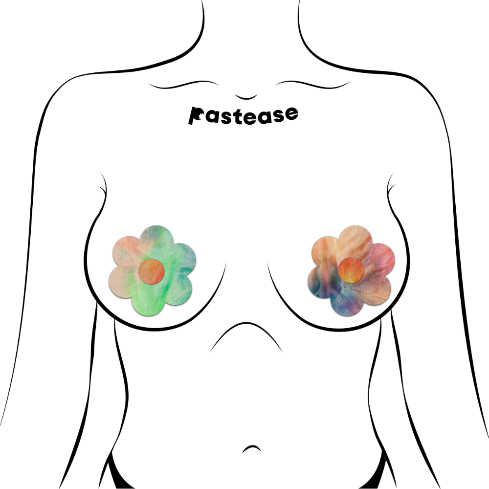 Daisy: J. Valentine® Pastel Tie-Dye Rainbow Flower Nipple Pasties by Pastease® o/s