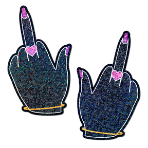 Middle Finger Pasties: Glittering F*ck You Lady Hands Nipple Covers by Pastease®