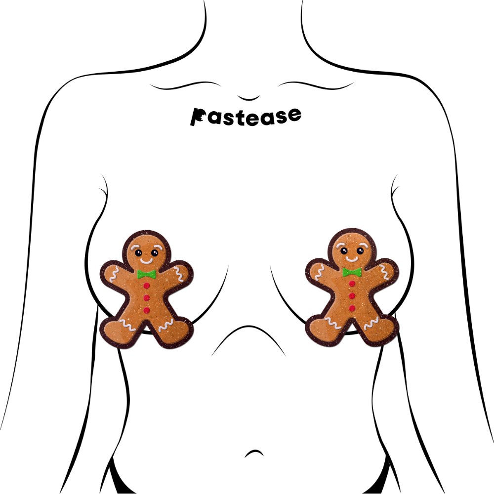 Gingerbread Man Woman Christmas Nipple Pasties by Pastease®