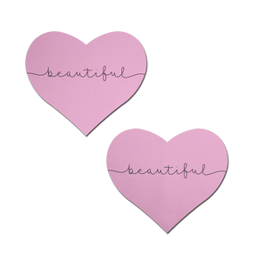Love: 'Beautiful' Pink Heart Pasties Affirmations by Pastease®