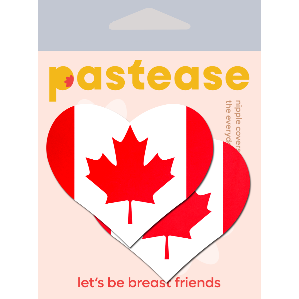 Love: Canadian Flag on Heart Nipple Pasties by Pastease® o/s